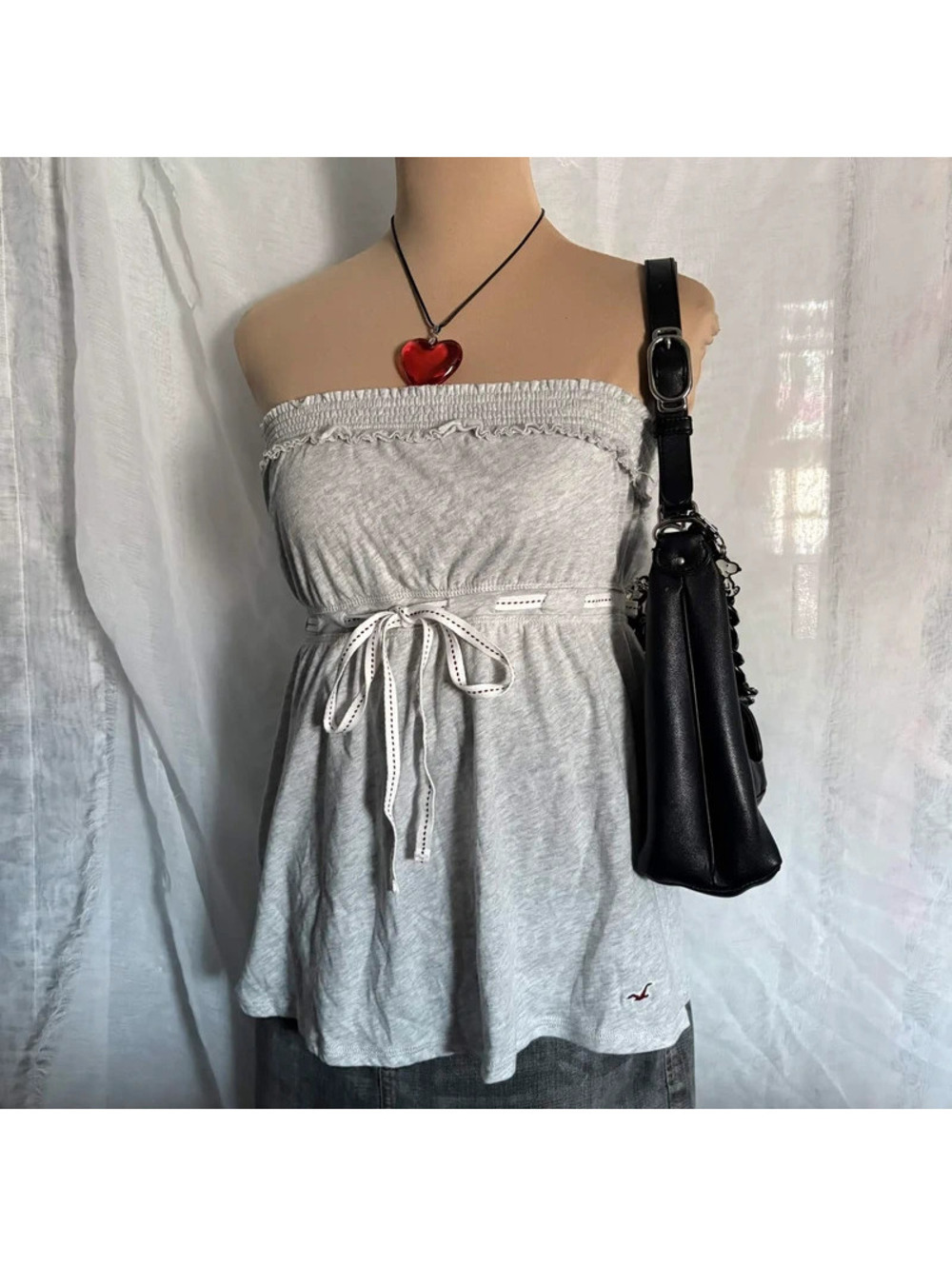 grey hollister babydoll tube top